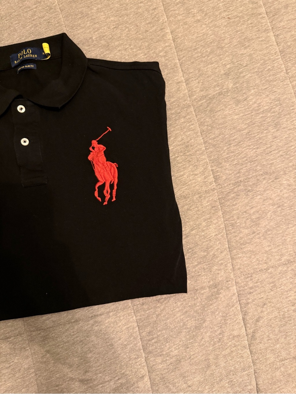 Ralph Lauren Black Polo with Red Embroidered Pony - Picture 2 of 5